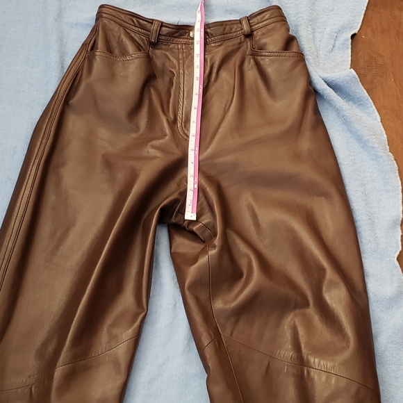 LEATHER Vakko genuine leather pants, coffee/chocolate color. Sz 10 - Picture 10 of 12
